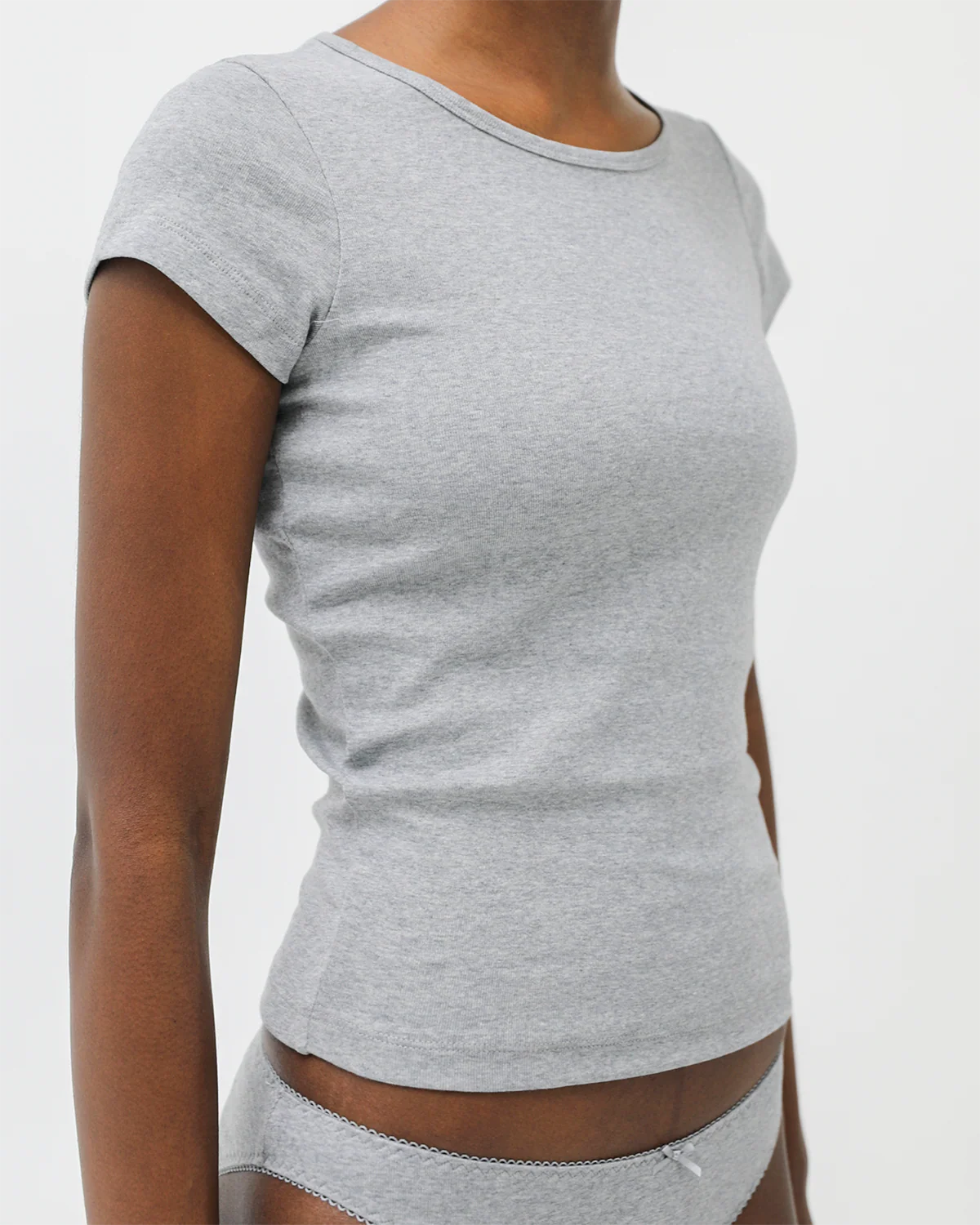 The Baby Tee: Grey Cotton Jersey - Image 6