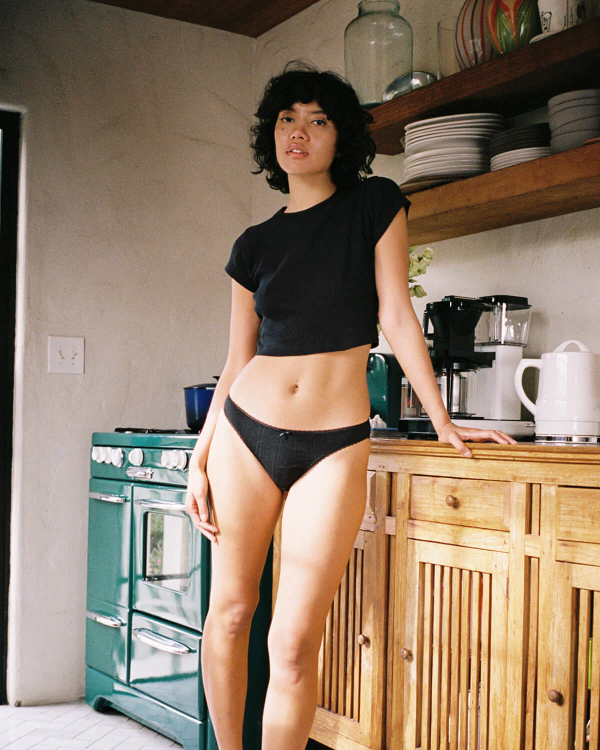 The Crop Baby Tee: Black Pointelle - Image 8