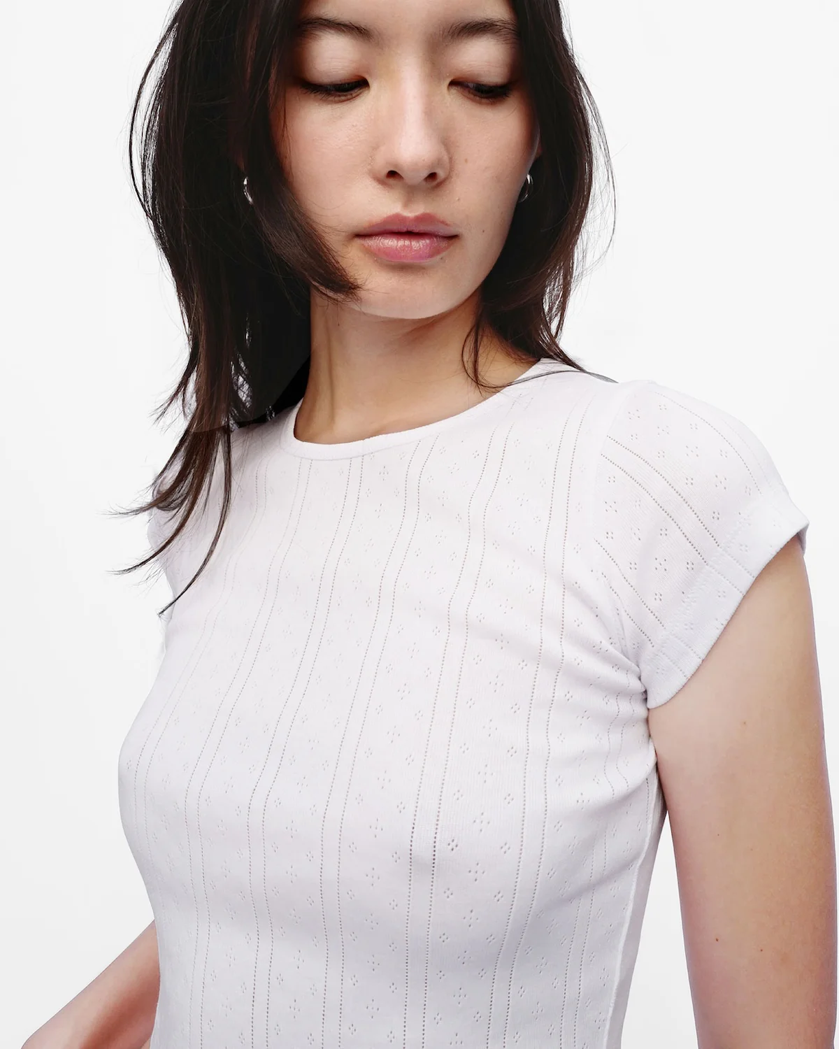 The Crop Baby Tee: White Pointelle - Image 8