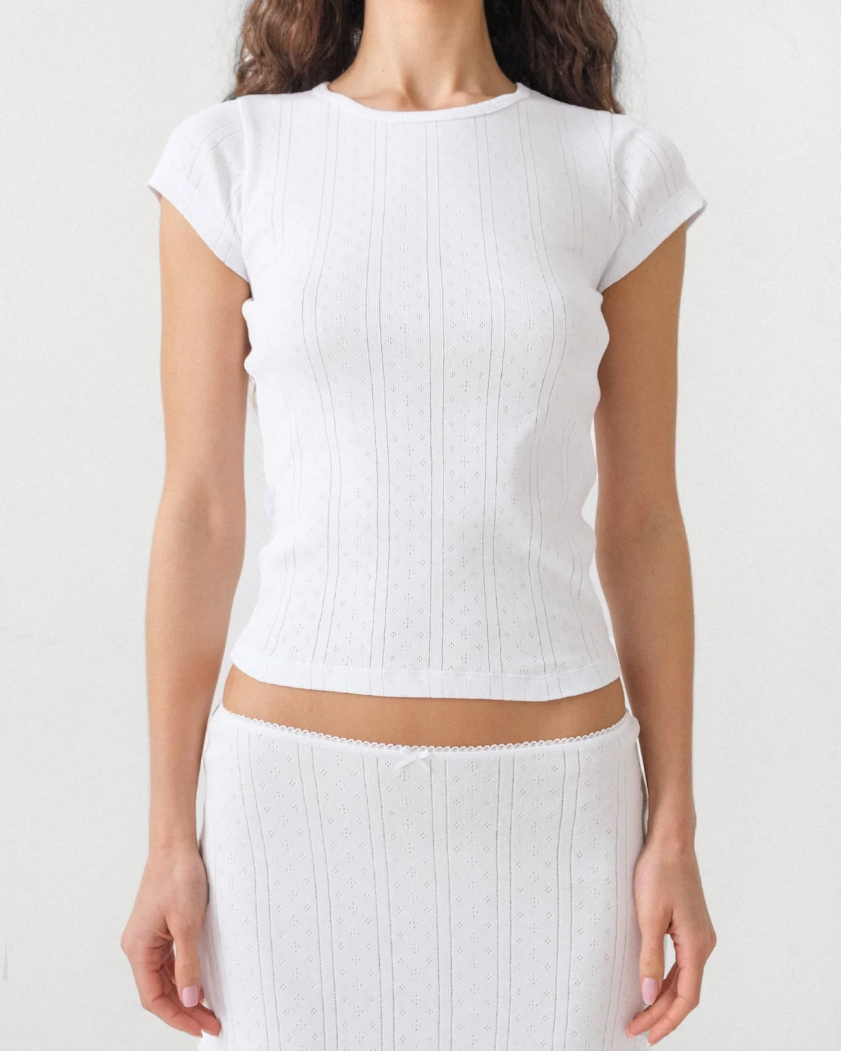 The Baby Tee: White Pointelle - Image 6