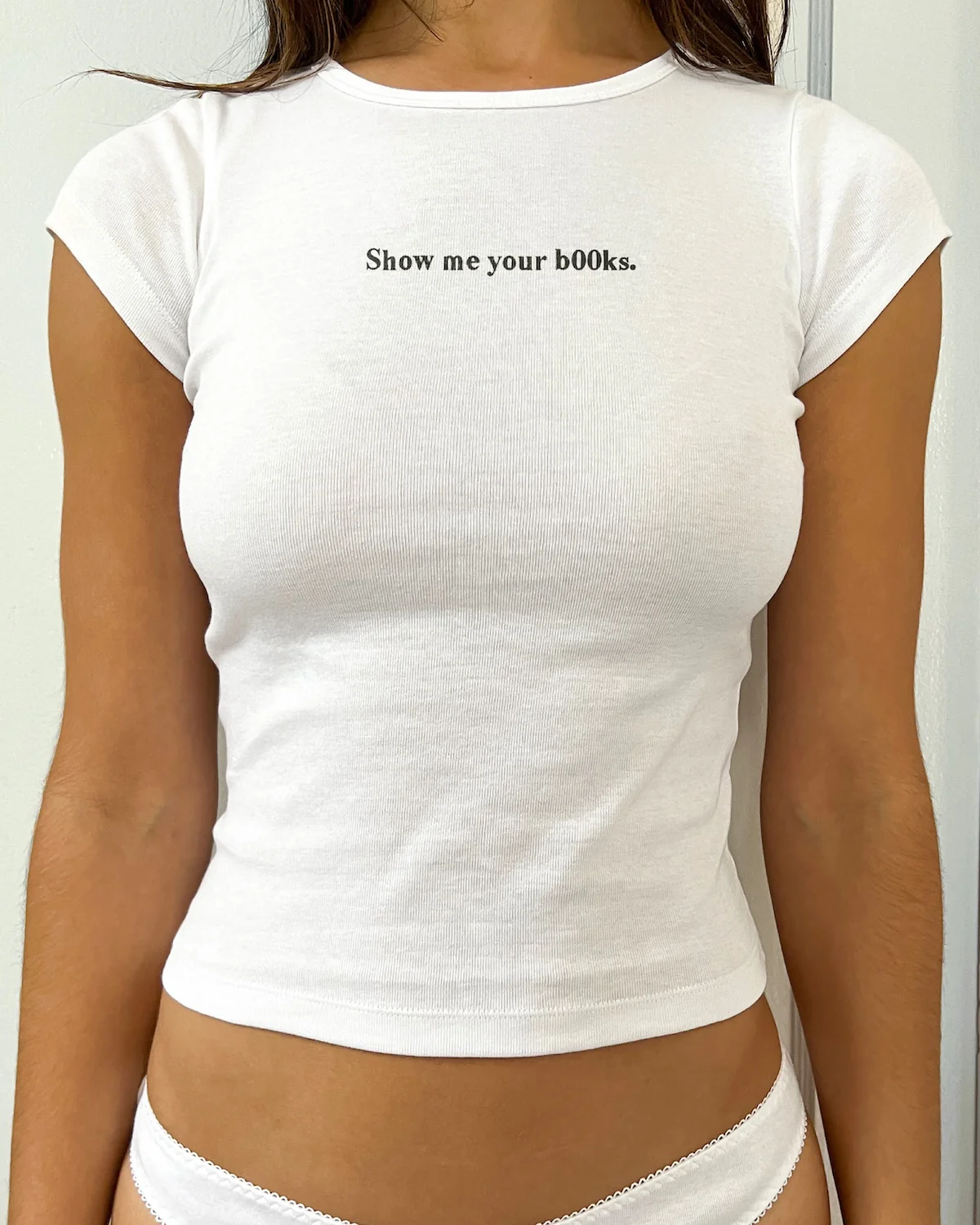The Books Baby Tee: White Cotton Jersey - Image 6