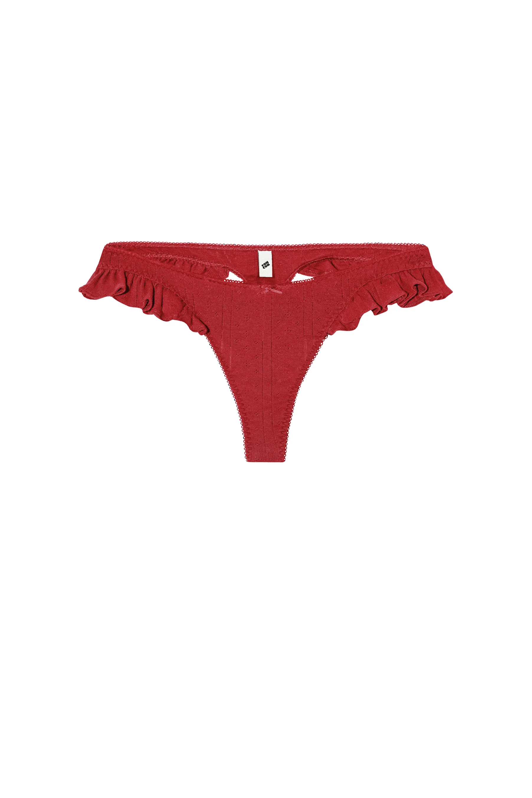 The Butterfly Thong: Cherry Red Pointelle - Image 3