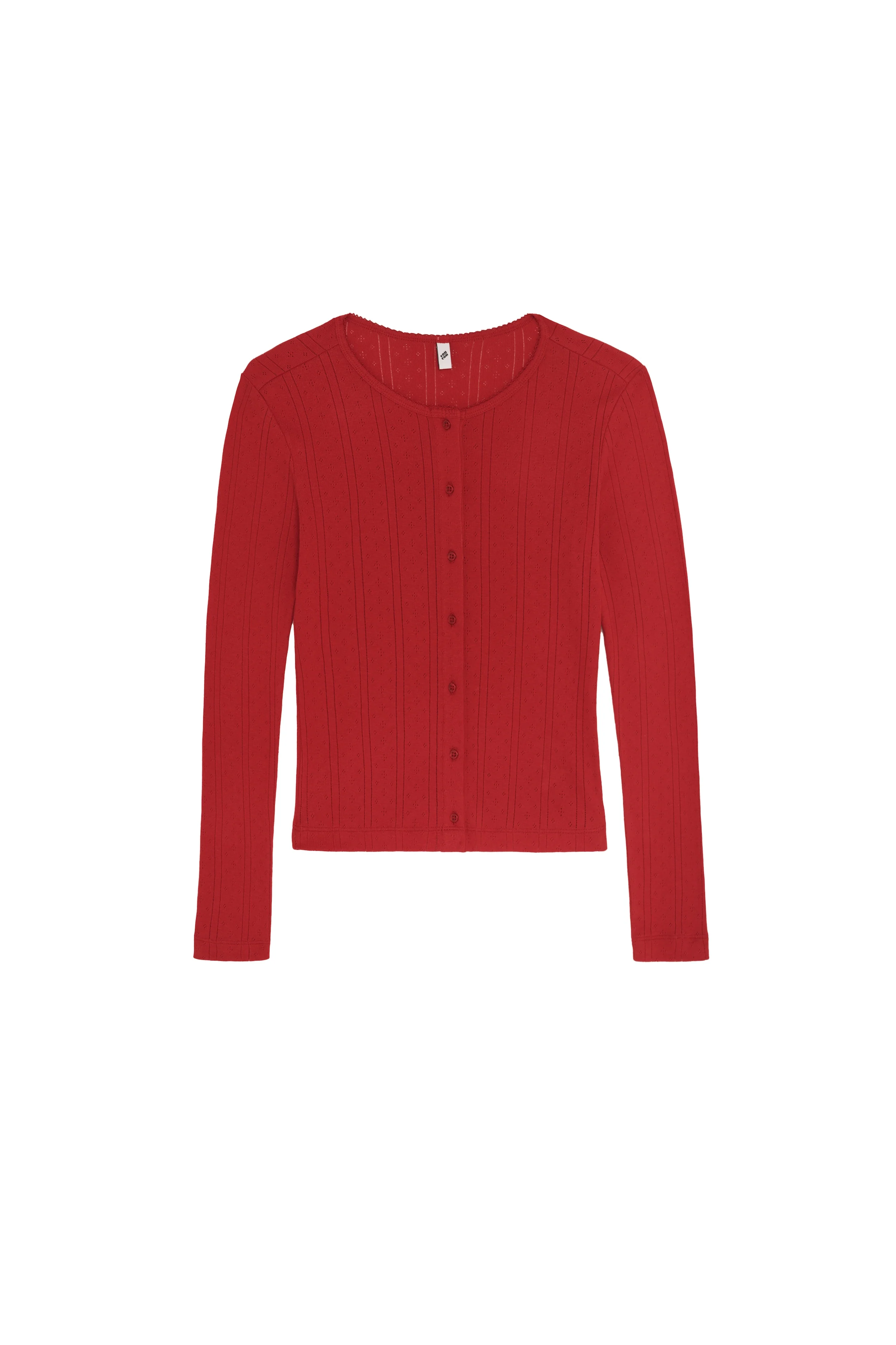 The Cardigan: Cherry Red Pointelle - Image 3