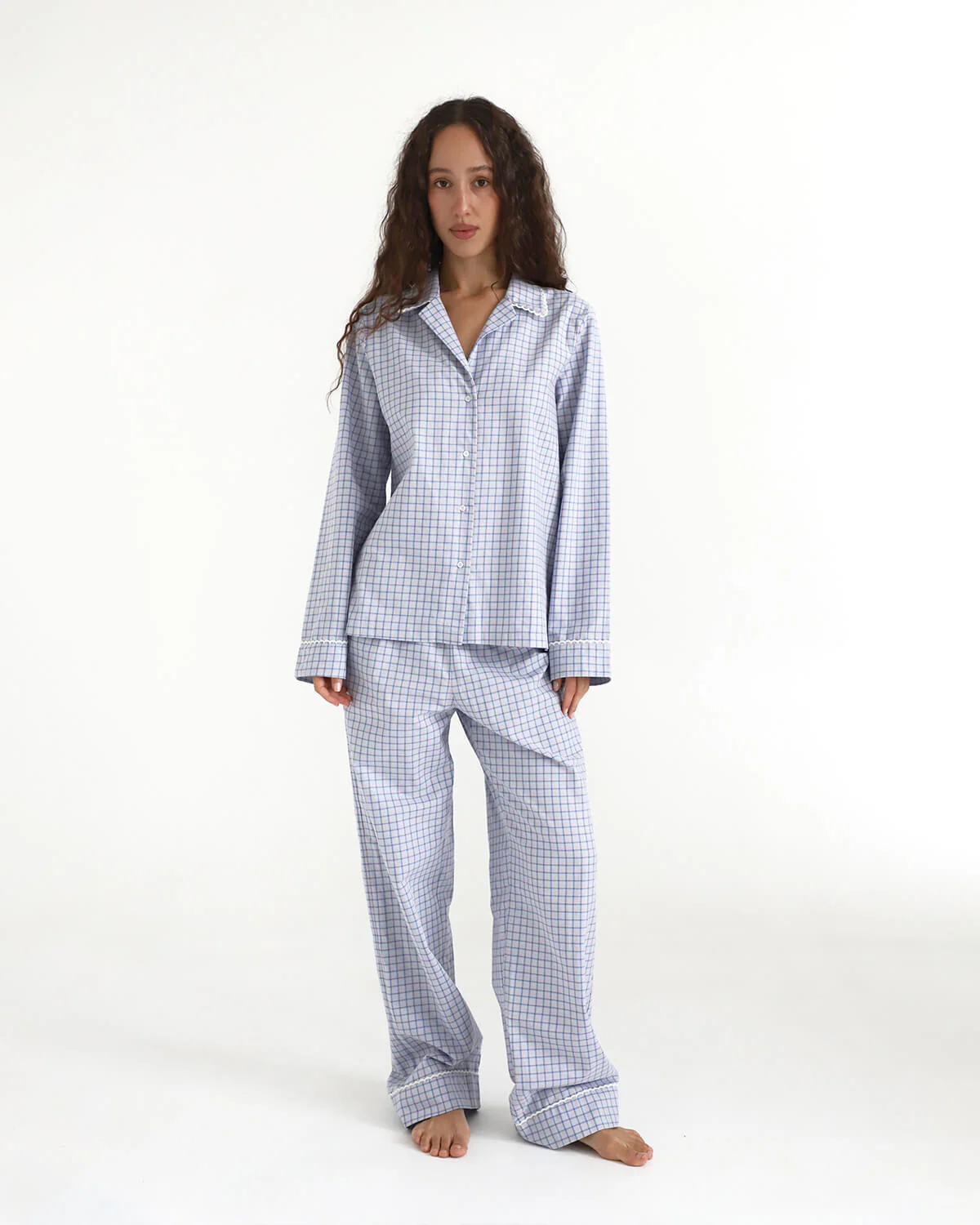 The Pajama Pant: Blue Check French Poplin - Image 4