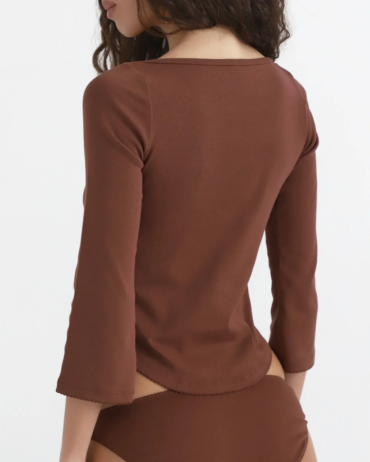 The Rina Long Sleeve: Brown Cotton Jersey - Image 5