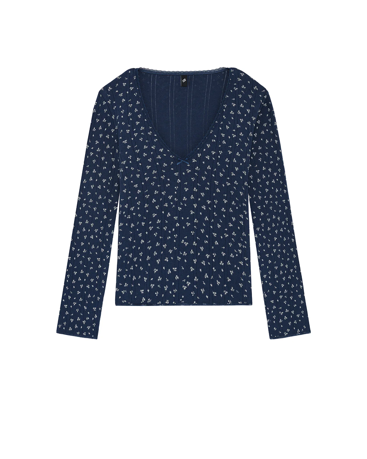 The Scoop Long Sleeve: Midnight Fields Pointelle - Image 3