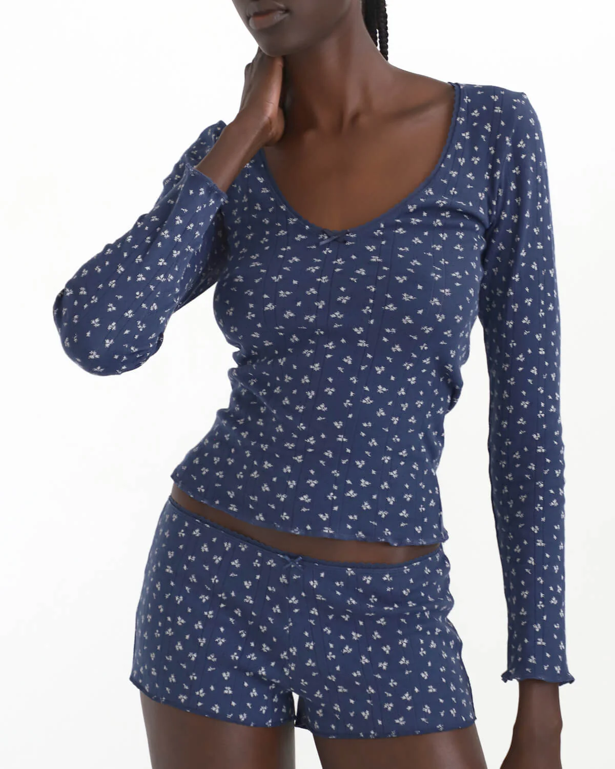 The Scoop Long Sleeve: Midnight Fields Pointelle - Image 6
