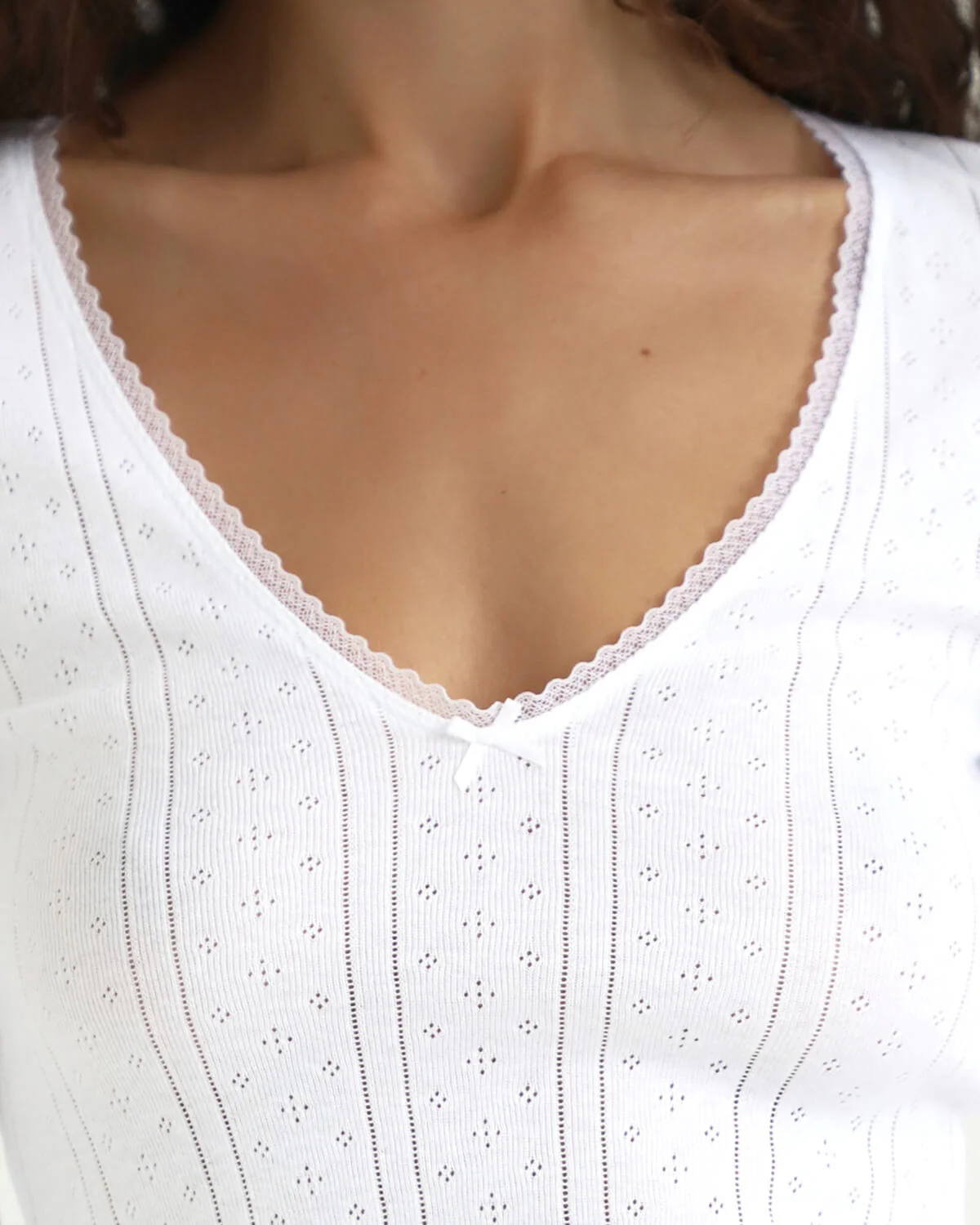The Scoop Long Sleeve: White Pointelle - Image 4