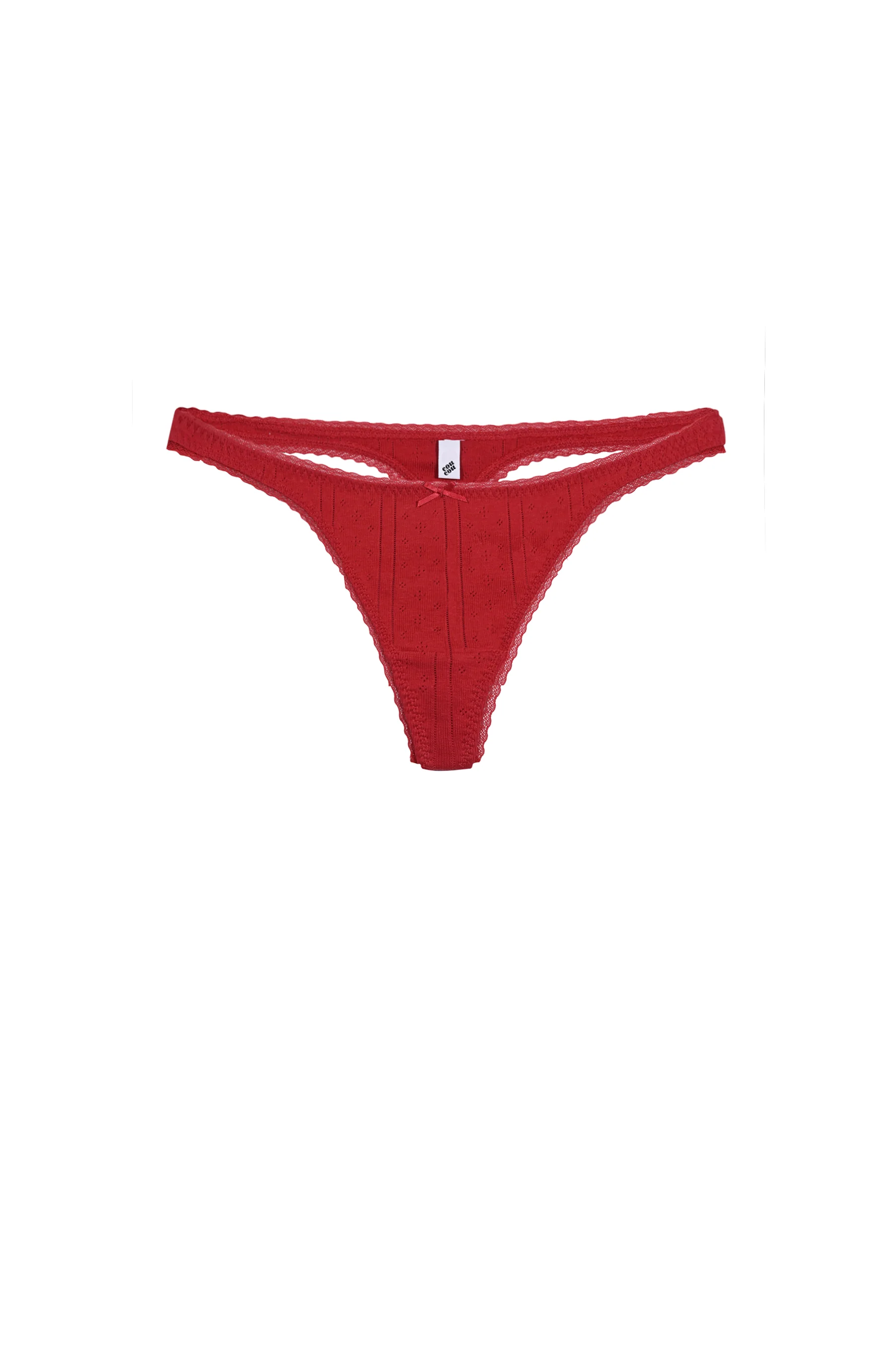 The Thong: Cherry Red Pointelle - Image 3